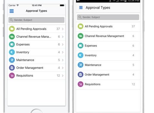 Aprovações móveis para EBS 1.4 para EBS 12.1.3 e 12.2 e estão disponíveis para iOS e Android
